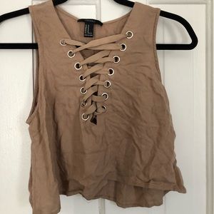 Flowy tan crop top